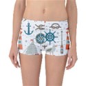 Nautical Elements Pattern Background Reversible Boyleg Bikini Bottoms View1