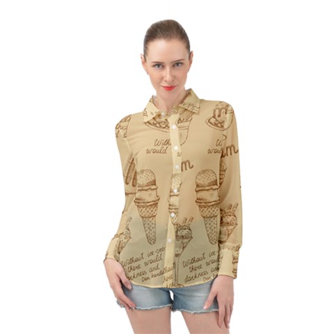 Ice-cream-vintage-pattern Long Sleeve Chiffon Shirt by Salman4z
