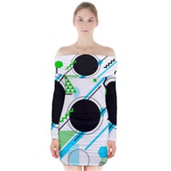 Geometric-shapes-background Long Sleeve Off Shoulder Dress by Salman4z