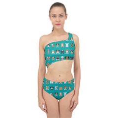 Different-type-vector-cartoon-dog-faces Spliced Up Two Piece Swimsuit