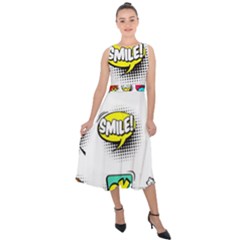 Set-colorful-comic-speech-bubbles Midi Tie-back Chiffon Dress by Salman4z