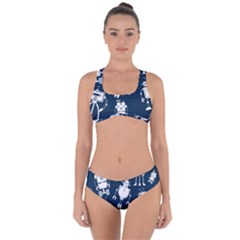 White-robot-blue-seamless-pattern Criss Cross Bikini Set by Salman4z