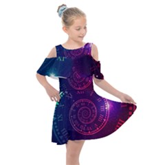 Time-machine Kids  Shoulder Cutout Chiffon Dress by Salman4z