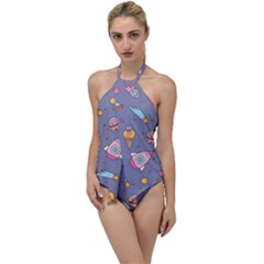Outer-space-seamless-background Go With The Flow One Piece Swimsuit