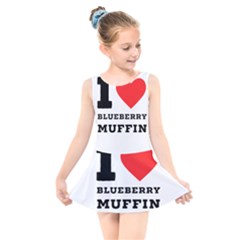 I Love Blueberry Muffin Kids  Skater Dress Swimsuit