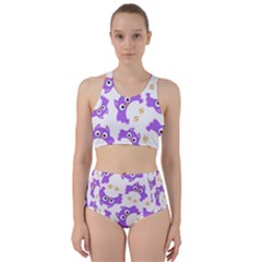 Purple-owl-pattern-background Racer Back Bikini Set by Salman4z