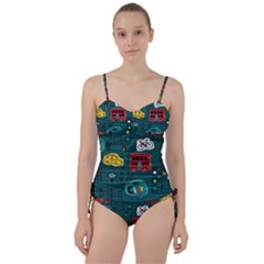 Seamless-pattern-hand-drawn-with-vehicles-buildings-road Sweetheart Tankini Set by Salman4z