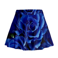 Blue Roses Flowers Plant Romance Blossom Bloom Nature Flora Petals Mini Flare Skirt by pakminggu