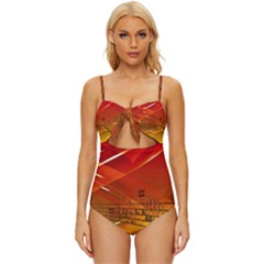 Music Notes Melody Note Sound Knot Front One-piece Swimsuit by pakminggu