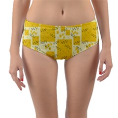 Party Confetti Yellow Squares Reversible Mid-waist Bikini Bottoms by pakminggu