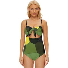 Mosaic Structure Background Tile Knot Front One-piece Swimsuit by danenraven