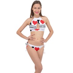 I Love Blueberry Cobbler Cross Front Halter Bikini Set by ilovewhateva