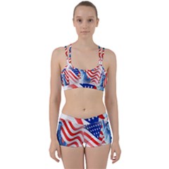 Statue Of Liberty And Usa Flag Art Perfect Fit Gym Set by danenraven