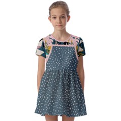 Tropical Polka Plants 6 Kids  Short Sleeve Pinafore Style Dress by flowerland