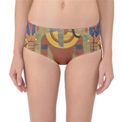 Egyptian Tutunkhamun Pharaoh Design Mid-waist Bikini Bottoms by Mog4mog4