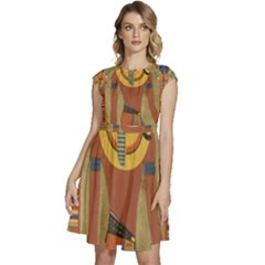 Egyptian Tutunkhamun Pharaoh Design Cap Sleeve High Waist Dress by Mog4mog4