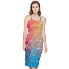 Multicolored Geometric Origami Idea Pattern Bodycon Cross Back Summer Dress by Bakwanart