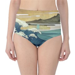 Sea Asia, Waves Japanese Art The Great Wave Off Kanagawa Classic High-waist Bikini Bottoms by Bakwanart