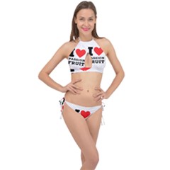 I Love Passion Fruit Cross Front Halter Bikini Set by ilovewhateva