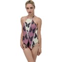 Butterflies Pink Old Ancient Texture Decorative Go with the Flow One Piece Swimsuit View1