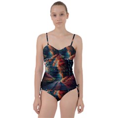 Forest Autumn Fall Painting Sweetheart Tankini Set by 99art