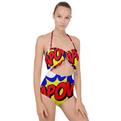 Kapow-comic-comic-book-fight Scallop Top Cut Out Swimsuit by 99art