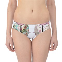 Ladybug-flower-pattern-shabby-chic Hipster Bikini Bottoms by 99art
