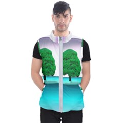 Crystal-ball-sphere-cartoon Color Background Men s Puffer Vest by 99art