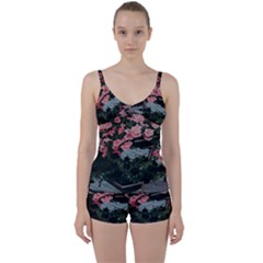 Pink Peony  Flower Tie Front Two Piece Tankini by artworkshop