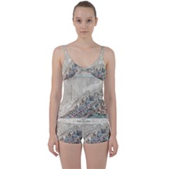 Mountain View Mountain Top Infographics Map Tie Front Two Piece Tankini by B30l