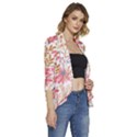 Flowers Pattern Seamless Floral Floral Pattern Women s 3/4 Sleeve Ruffle Edge Open Front Jacket View3