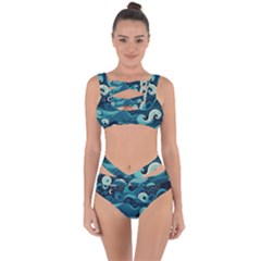 Waves Ocean Sea Abstract Whimsical Abstract Art Bandaged Up Bikini Set  by Cowasu