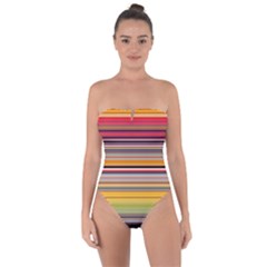 Neopolitan Horizontal Lines Strokes Tie Back One Piece Swimsuit by Bangk1t