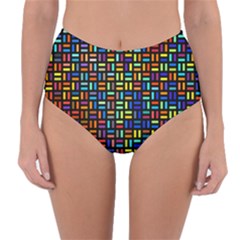 Geometric Colorful Square Rectangle Reversible High-waist Bikini Bottoms by Bangk1t