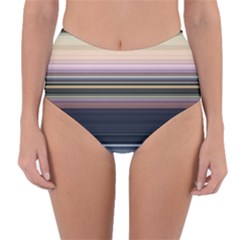 Horizontal Line Strokes Color Lines Reversible High-waist Bikini Bottoms by Bangk1t