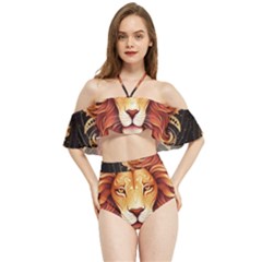 Lion Star Sign Astrology Horoscope Halter Flowy Bikini Set  by Bangk1t