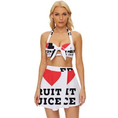I Love Fruit Juice Vintage Style Bikini Top And Skirt Set 