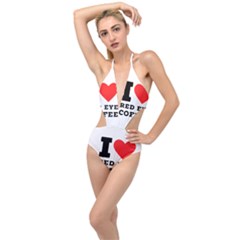 I Love Red Eye Coffee Plunging Cut Out Swimsuit