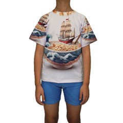 Noodles Pirate Chinese Food Food Kids  Short Sleeve Swimwear by Ndabl3x