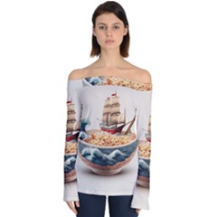 Noodles Pirate Chinese Food Food Off Shoulder Long Sleeve Top by Ndabl3x