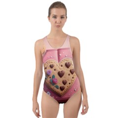 Cookies Valentine Heart Holiday Gift Love Cut-out Back One Piece Swimsuit by Ndabl3x