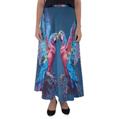 Birds Parrots Love Ornithology Species Fauna Flared Maxi Skirt by Ndabl3x