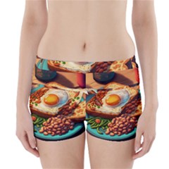 Breakfast Egg Beans Toast Plate Boyleg Bikini Wrap Bottoms by Ndabl3x