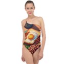 Breakfast Egg Beans Toast Plate Classic One Shoulder Swimsuit View1