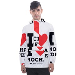 I Love Mocha Coffee Men s Front Pocket Pullover Windbreaker by ilovewhateva