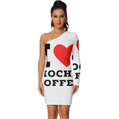 I Love Mocha Coffee Long Sleeve One Shoulder Mini Dress by ilovewhateva