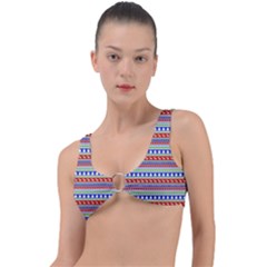 Christmas Color Stripes Pattern Ring Detail Bikini Top