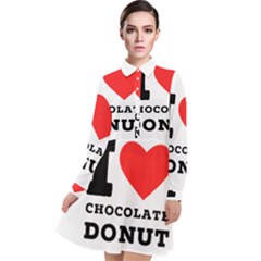 I Love Chocolate Donut Long Sleeve Chiffon Shirt Dress by ilovewhateva