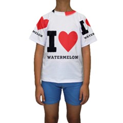 I Love Watermelon  Kids  Short Sleeve Swimwear by ilovewhateva