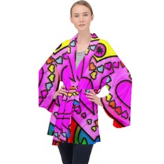 Stained Glass Love Heart Long Sleeve Velvet Kimono  by Vaneshart